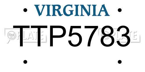 TTP5783 Virginia License Plate