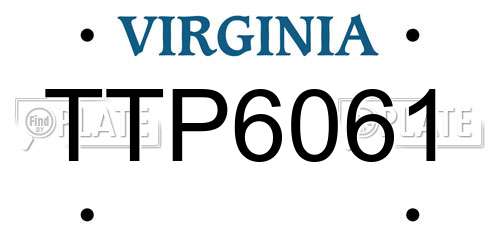 TTP6061 Virginia License Plate