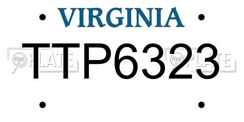 TTP6323 Virginia License Plate