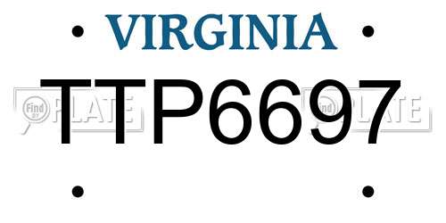 TTP6697 Virginia License Plate
