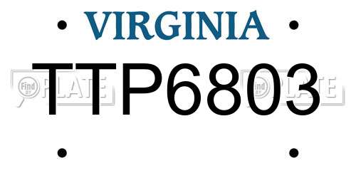 TTP6803 Virginia License Plate