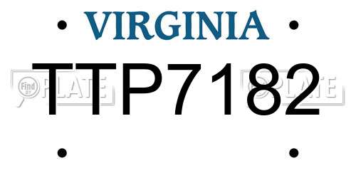 TTP7182 Virginia License Plate