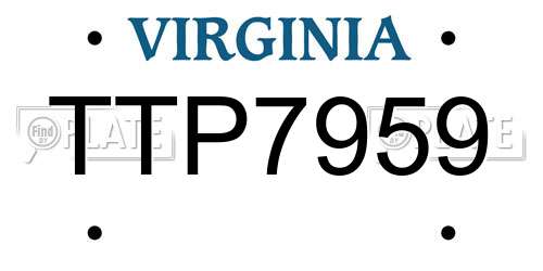 TTP7959 Virginia License Plate