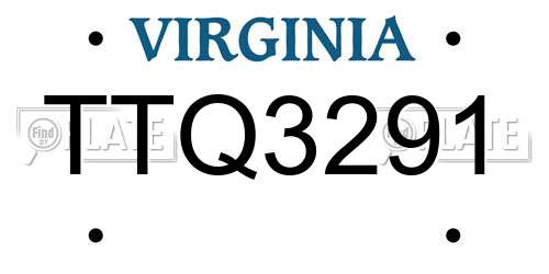 TTQ3291 Virginia License Plate