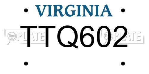 TTQ602 Virginia License Plate