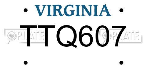 TTQ607 Virginia License Plate