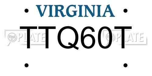 TTQ60T Virginia License Plate