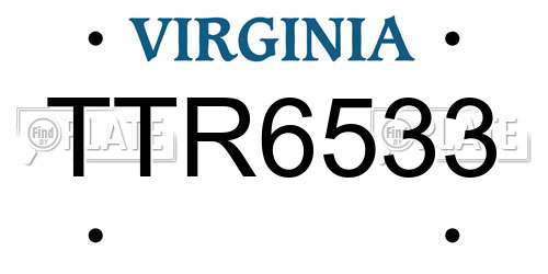 TTR6533 Virginia License Plate