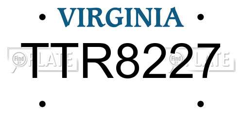 TTR8227 Virginia License Plate