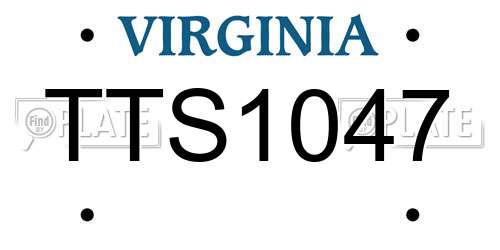 TTS1047 Virginia License Plate