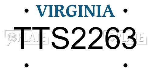 TTS2263 Virginia License Plate
