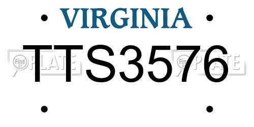 TTS3576 Virginia License Plate