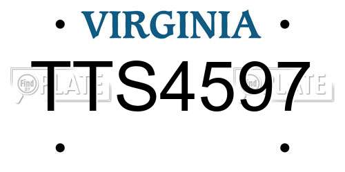 TTS4597 Virginia License Plate