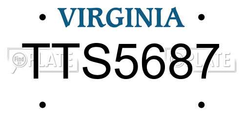 TTS5687 Virginia License Plate