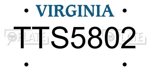 TTS5802 Virginia License Plate