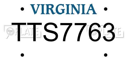 TTS7763 Virginia License Plate
