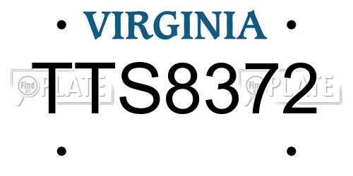 TTS8372 Virginia License Plate