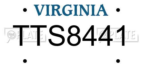 TTS8441 Virginia License Plate