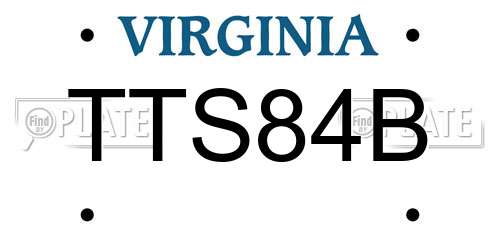 TTS84B Virginia License Plate