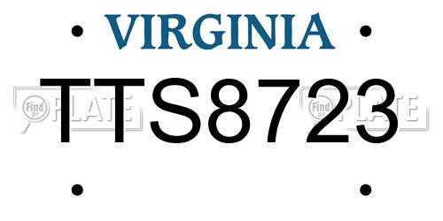 TTS8723 Virginia License Plate