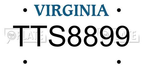 TTS8899 Virginia License Plate