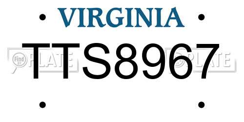 TTS8967 Virginia License Plate