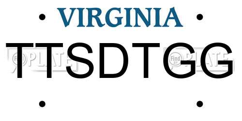 TTSDTGG Virginia License Plate