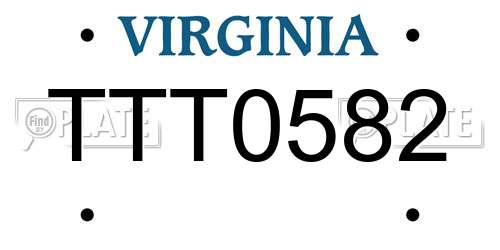 TTT0582 Virginia License Plate