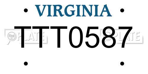 TTT0587 Virginia License Plate