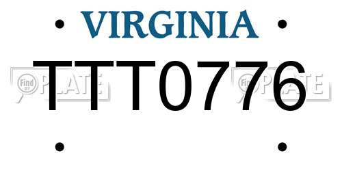 TTT0776 Virginia License Plate
