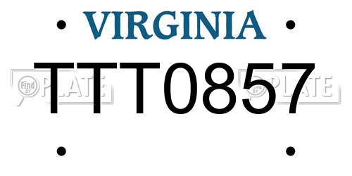 TTT0857 Virginia License Plate