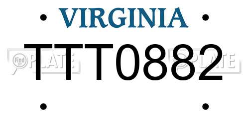 TTT0882 Virginia License Plate