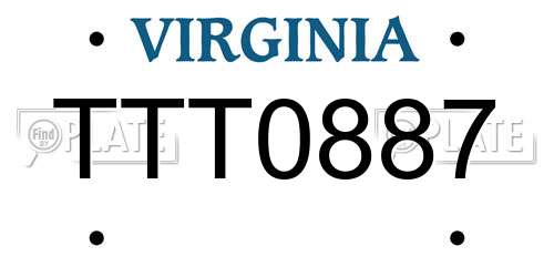 TTT0887 Virginia License Plate