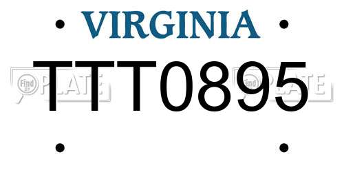 TTT0895 Virginia License Plate