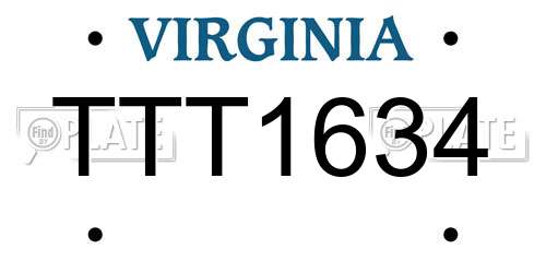 TTT1634 Virginia License Plate