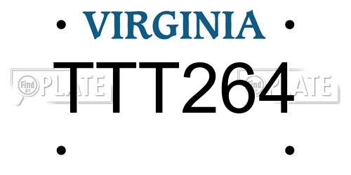 TTT264 Virginia License Plate