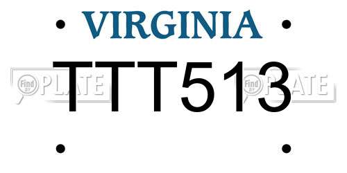 TTT513 Virginia License Plate