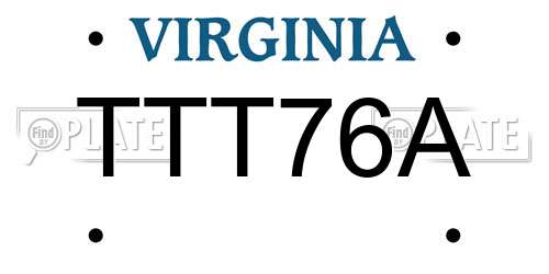 TTT76A Virginia License Plate