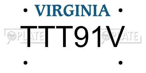 TTT91V Virginia License Plate