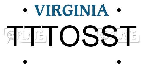 TTTOSST Virginia License Plate