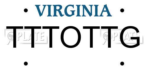 TTTOTTG Virginia License Plate