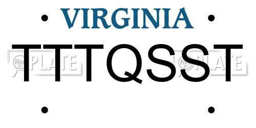 TTTQSST Virginia License Plate