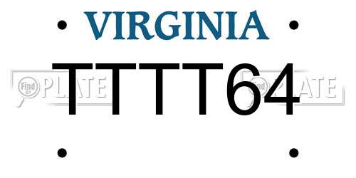 TTTT64 Virginia License Plate