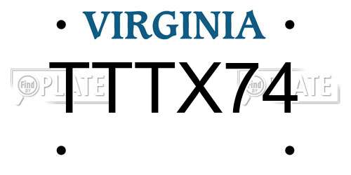 TTTX74 Virginia License Plate