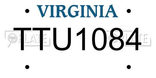 TTU1084 Virginia License Plate