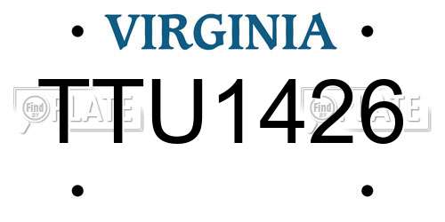 TTU1426 Virginia License Plate