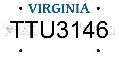 TTU3146 Virginia License Plate