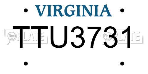 TTU3731 Virginia License Plate