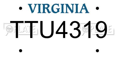 TTU4319 Virginia License Plate