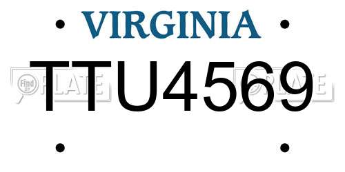 TTU4569 Virginia License Plate
